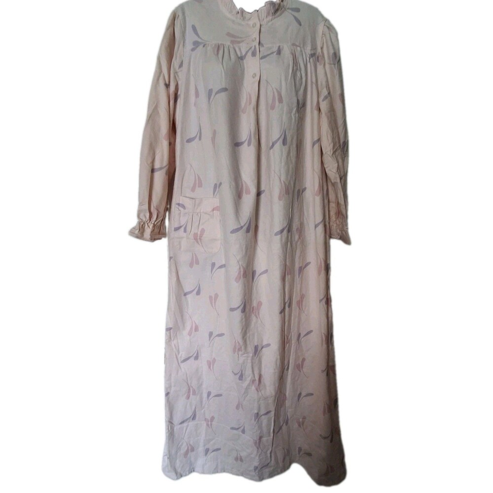 Vintage Sears Flannel Cotton Nightgown Medium Pink Cottagecore Dead Stock Modest